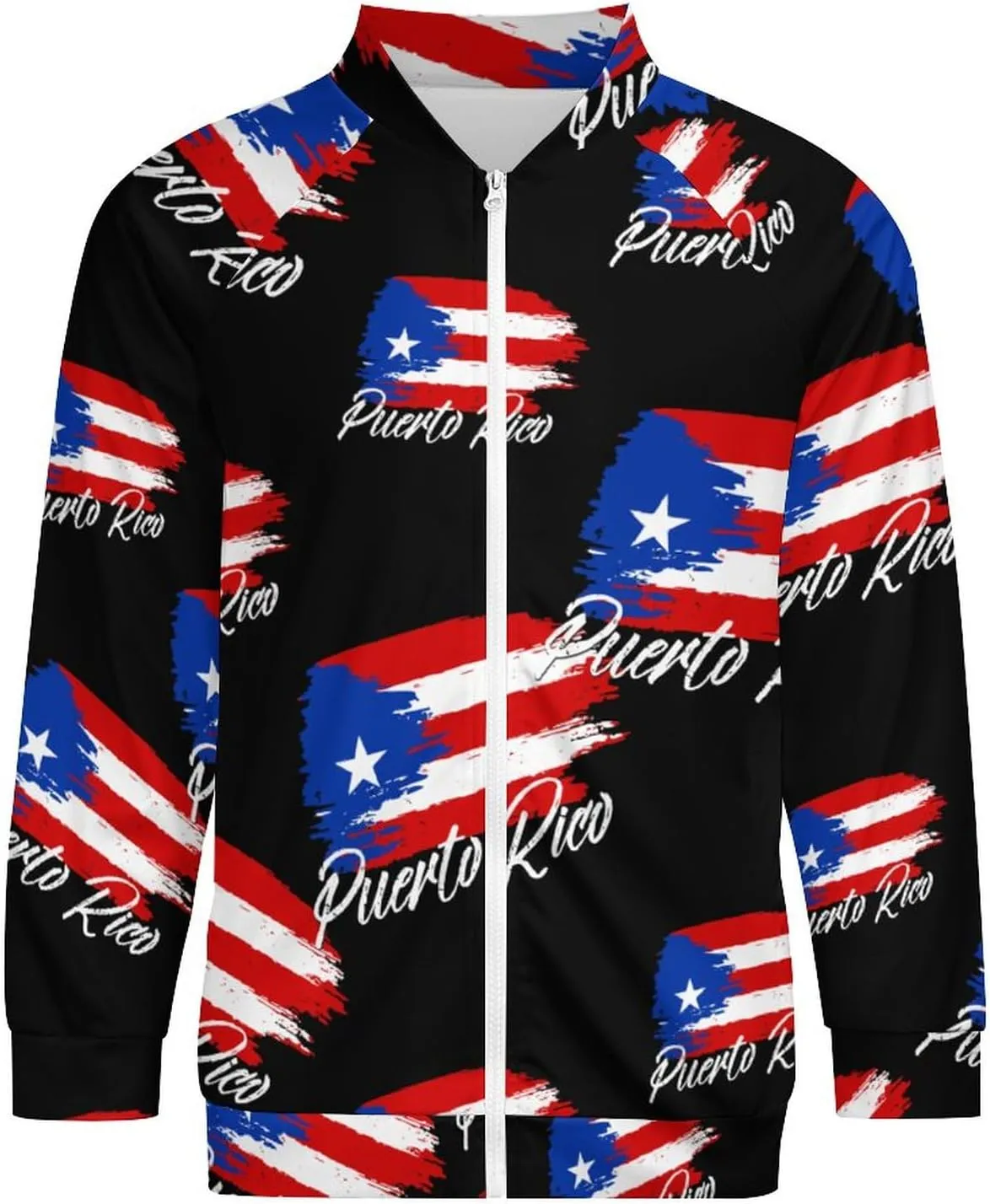 Puerto Rican Flag Lightweight Bomber Jacket Men Golf Fashion Coat Track Jackets Casual Windbreaker Shirt