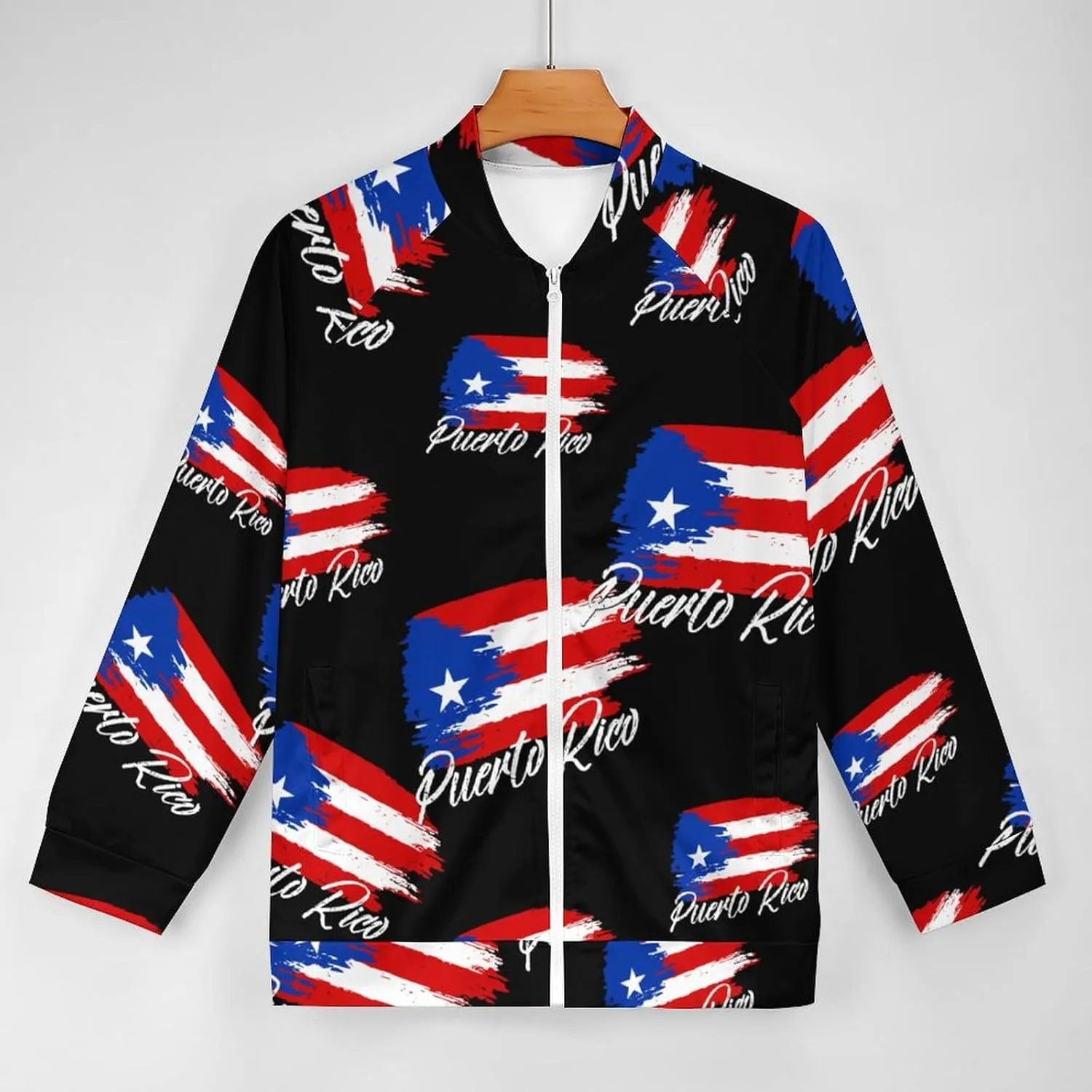 Puerto Rican Flag Lightweight Bomber Jacket Men Golf Fashion Coat Track Jackets Casual Windbreaker Shirt