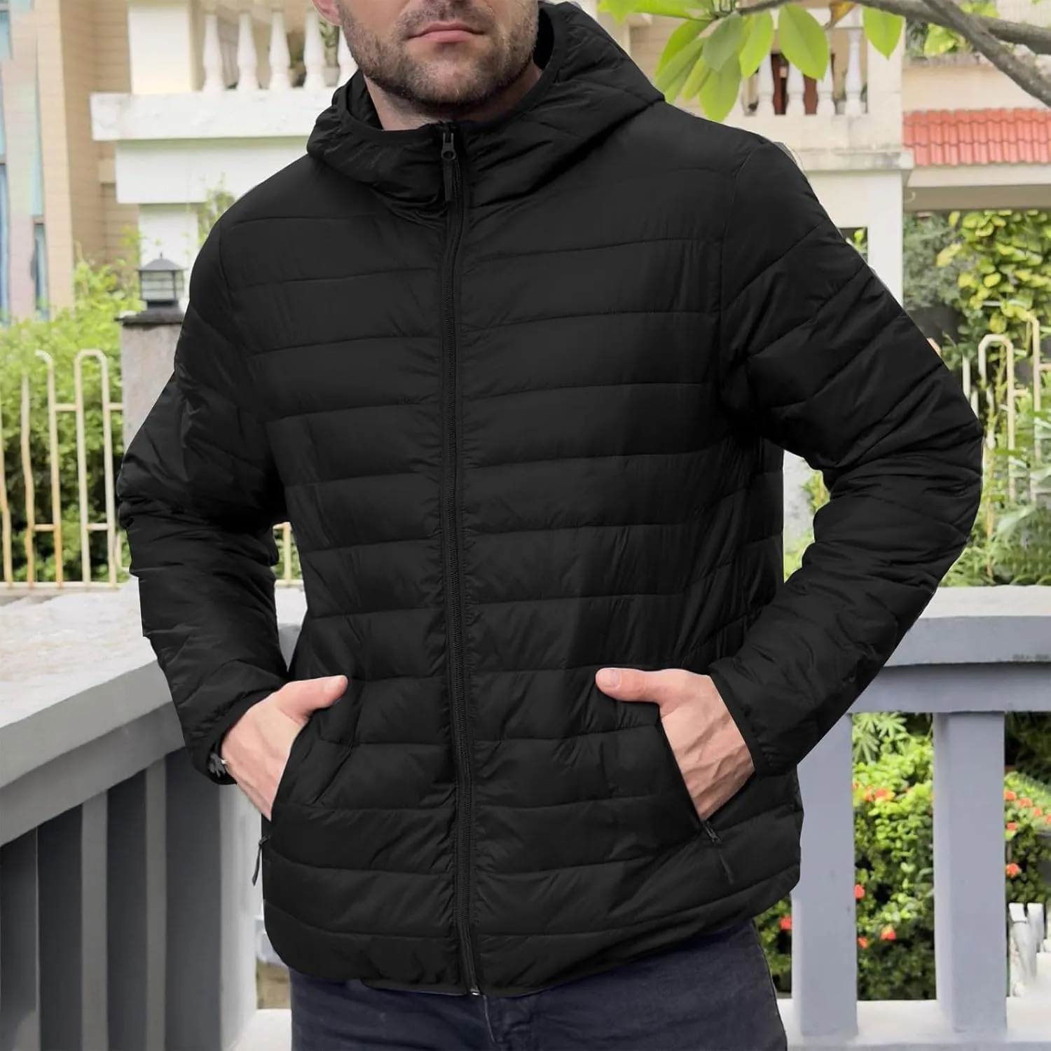 Puffer Jacket for Men Lightweight Packable Winter Warm Coat Thickened Temperament Fashion Down Jackets Big and Tall