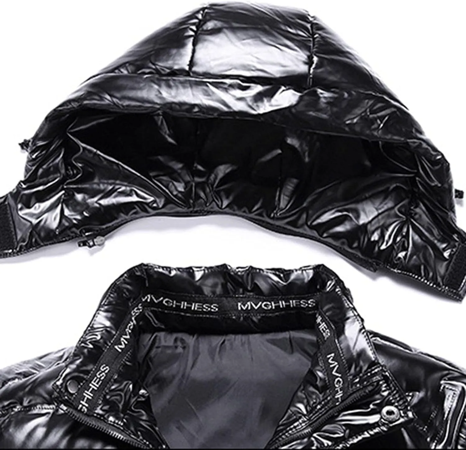 Puffer Jacket Men With Hood Waterproof Shiny Reflective Down Coat Lightweight Packable Winter Thicken Bubble Jackets