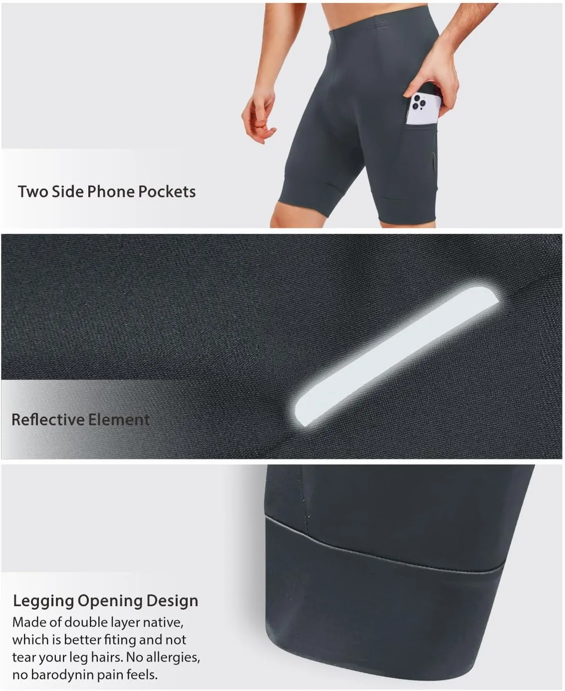 qualidyne Men's Cycling Shorts 4D Padded Bike Biking Shorts Road Riding Bicycle UPF 50  Cycle Shorts Pockets