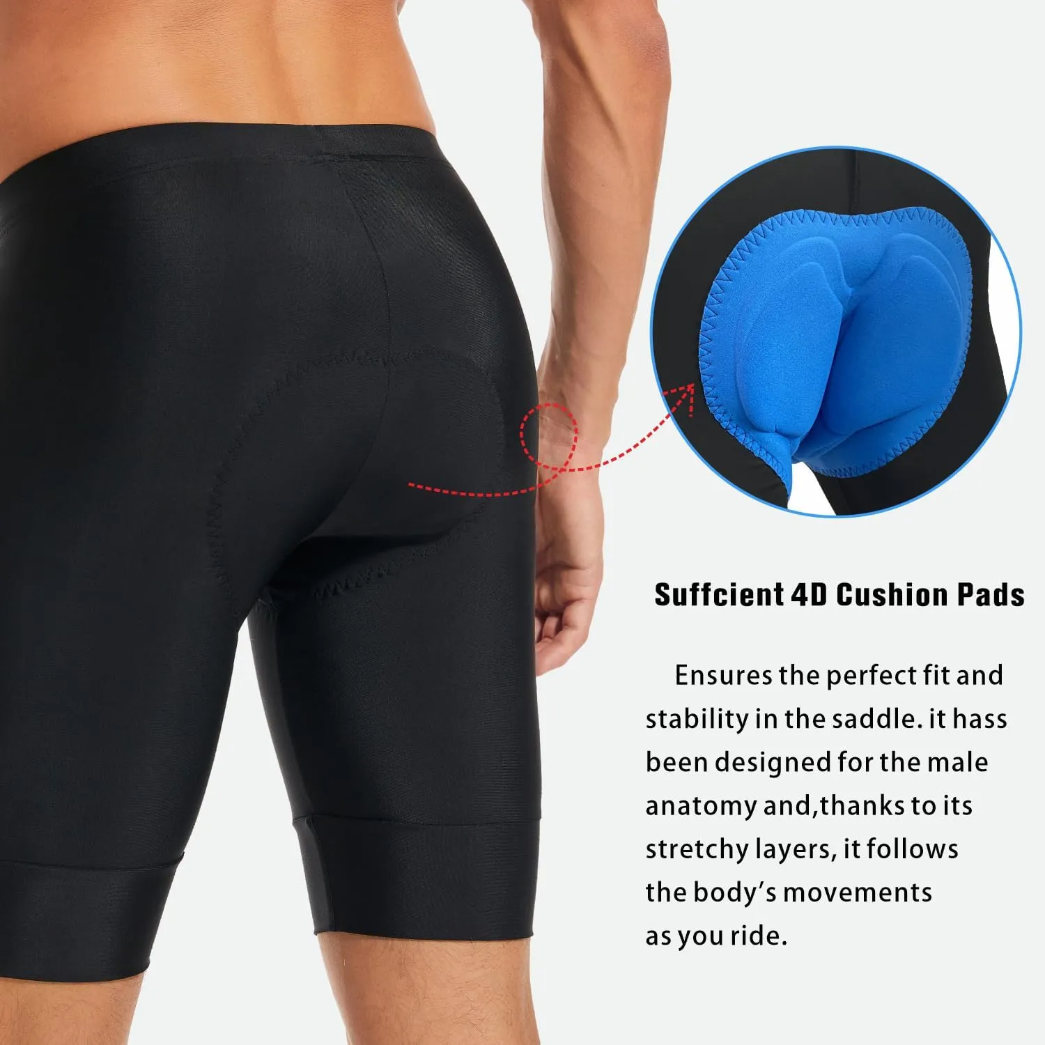 qualidyne Men's Cycling Shorts 4D Padded Bike Biking Shorts Road Riding Bicycle UPF 50  Cycle Shorts Pockets