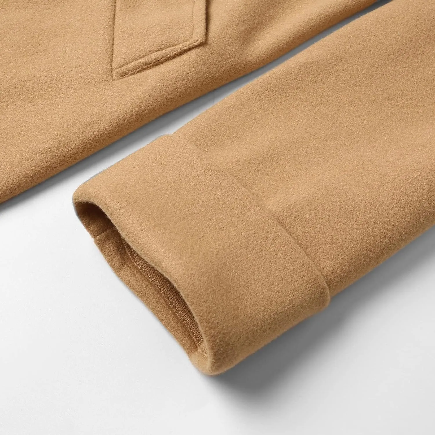 QWENTMTNTY Women's Wool Trench Coats Long Classic Winter Lapel Collar Belted Pea Coats Fashion Loose Wool Peacoat Jackets
