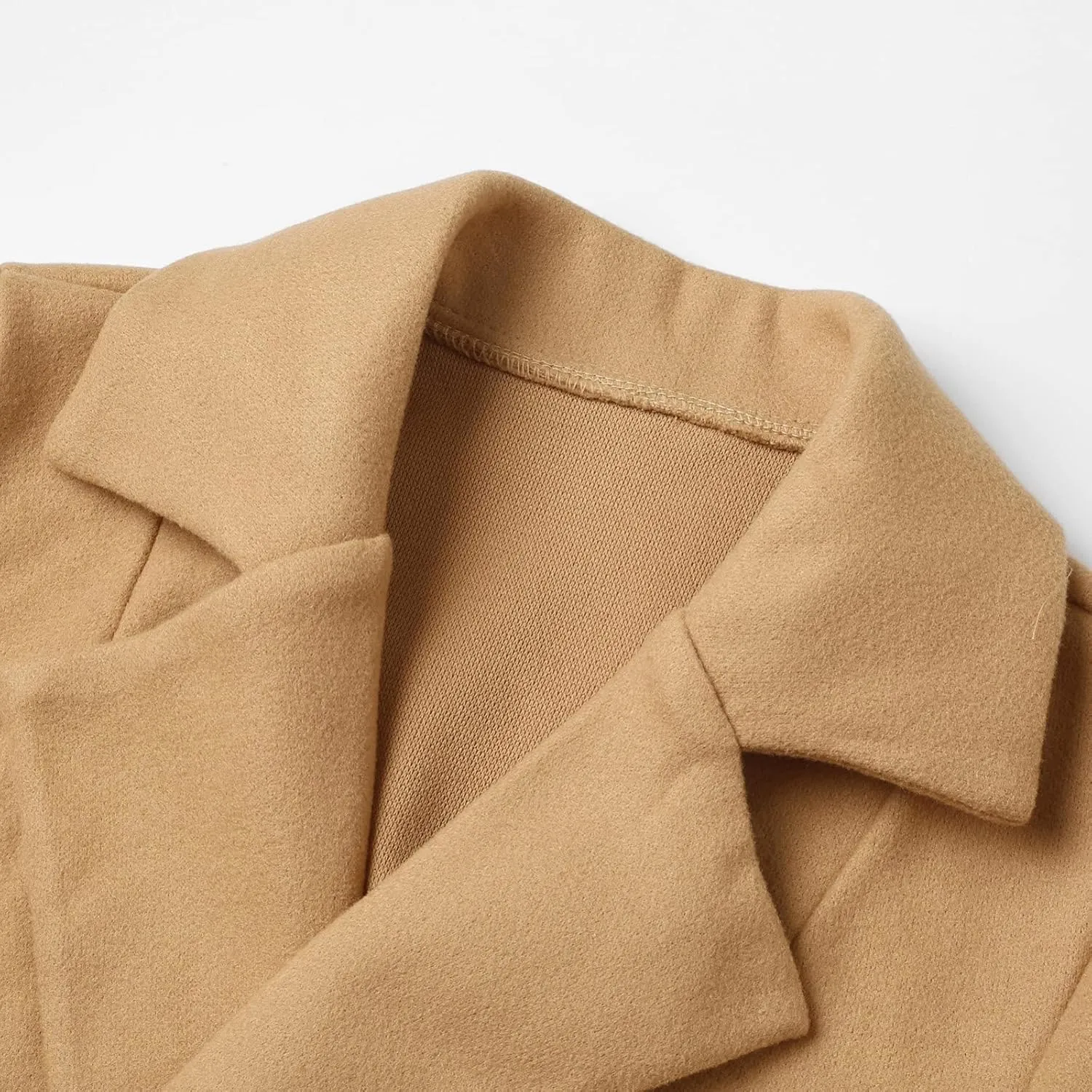 QWENTMTNTY Women's Wool Trench Coats Long Classic Winter Lapel Collar Belted Pea Coats Fashion Loose Wool Peacoat Jackets