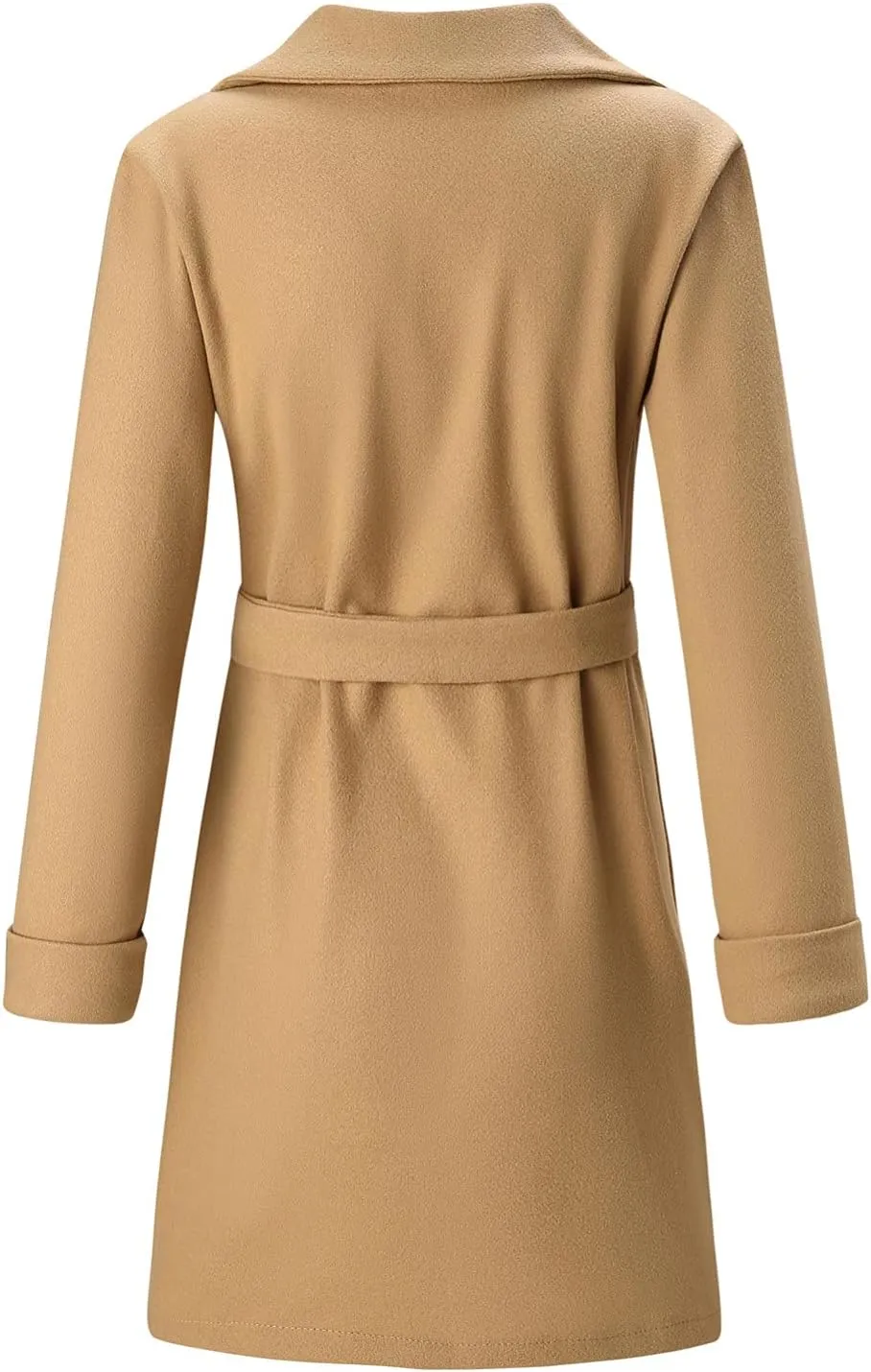 QWENTMTNTY Women's Wool Trench Coats Long Classic Winter Lapel Collar Belted Pea Coats Fashion Loose Wool Peacoat Jackets