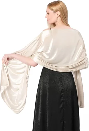 Ralcosuss Womens Satin Silk Shawl and Wrap for Evening Party Dresses Bridal Bridesmaid Wedding Shawl Shoulder Cover Up