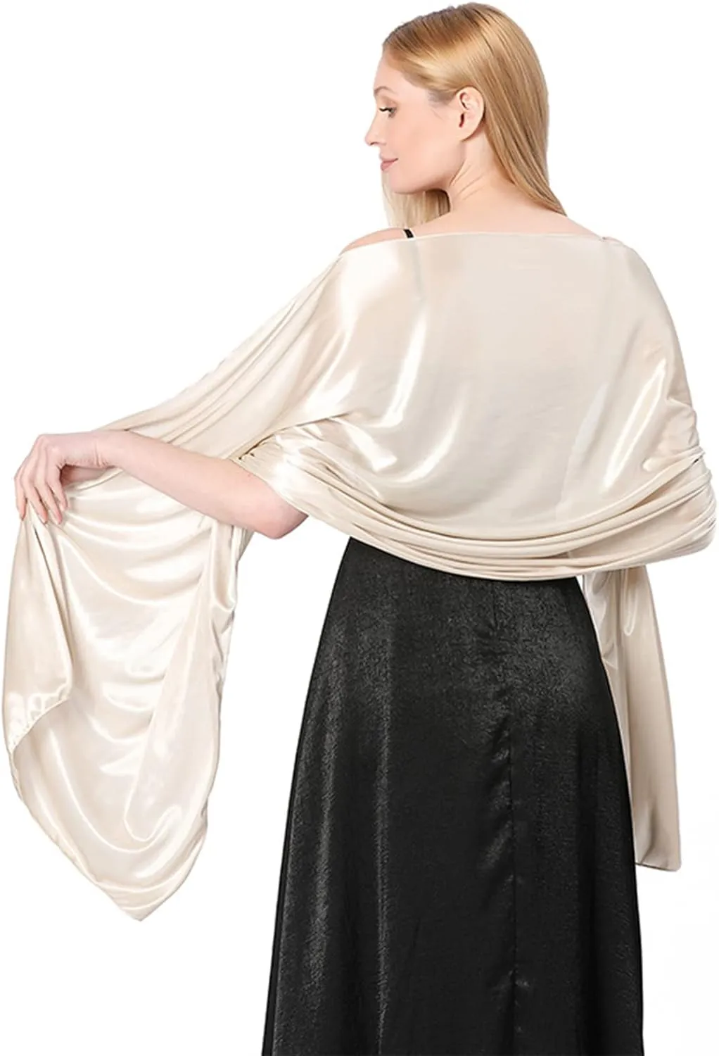 Ralcosuss Womens Satin Silk Shawl and Wrap for Evening Party Dresses Bridal Bridesmaid Wedding Shawl Shoulder Cover Up
