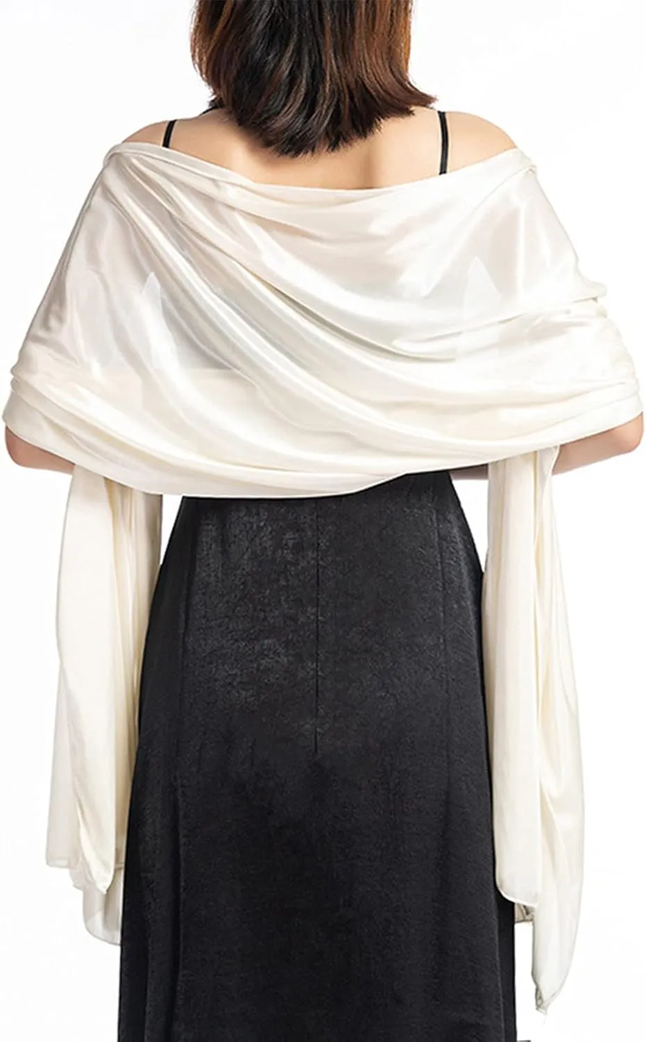 Ralcosuss Womens Satin Silk Shawl and Wrap for Evening Party Dresses Bridal Bridesmaid Wedding Shawl Shoulder Cover Up