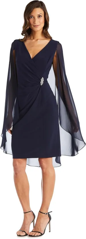 R&M Richards Womens Plus Faux Wrap Sheath Dress