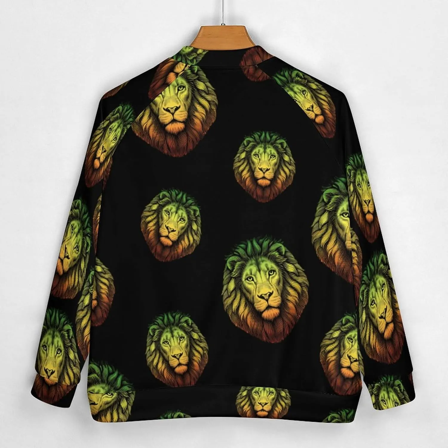 Rasta Lion Head Lightweight Men's Baseball Jackets Relaxed Fit Varsity Bomber Jacket Windbreaker Coat