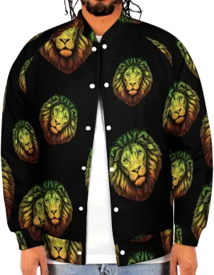 Rasta Lion Head Lightweight Men's Baseball Jackets Relaxed Fit Varsity Bomber Jacket Windbreaker Coat