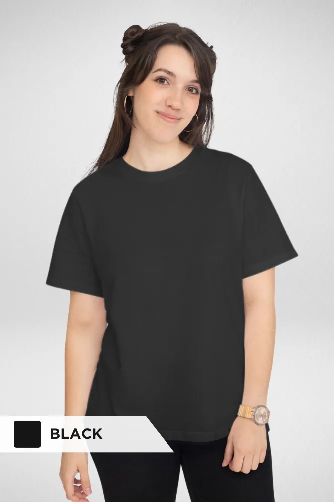 Red and Black Plain T-shirts Combo for Women