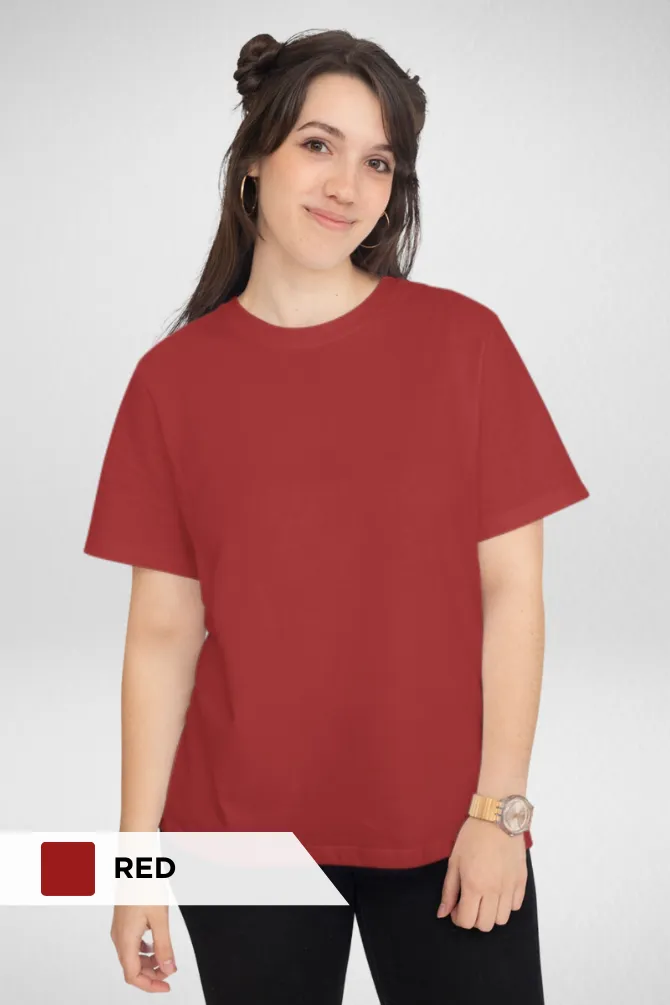 Red and Black Plain T-shirts Combo for Women
