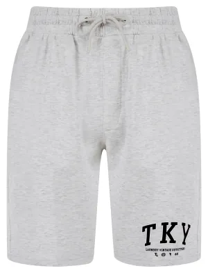 Refract Motif Brushback Fleece Jogger Shorts in Ice Grey Marl - Tokyo Laundry