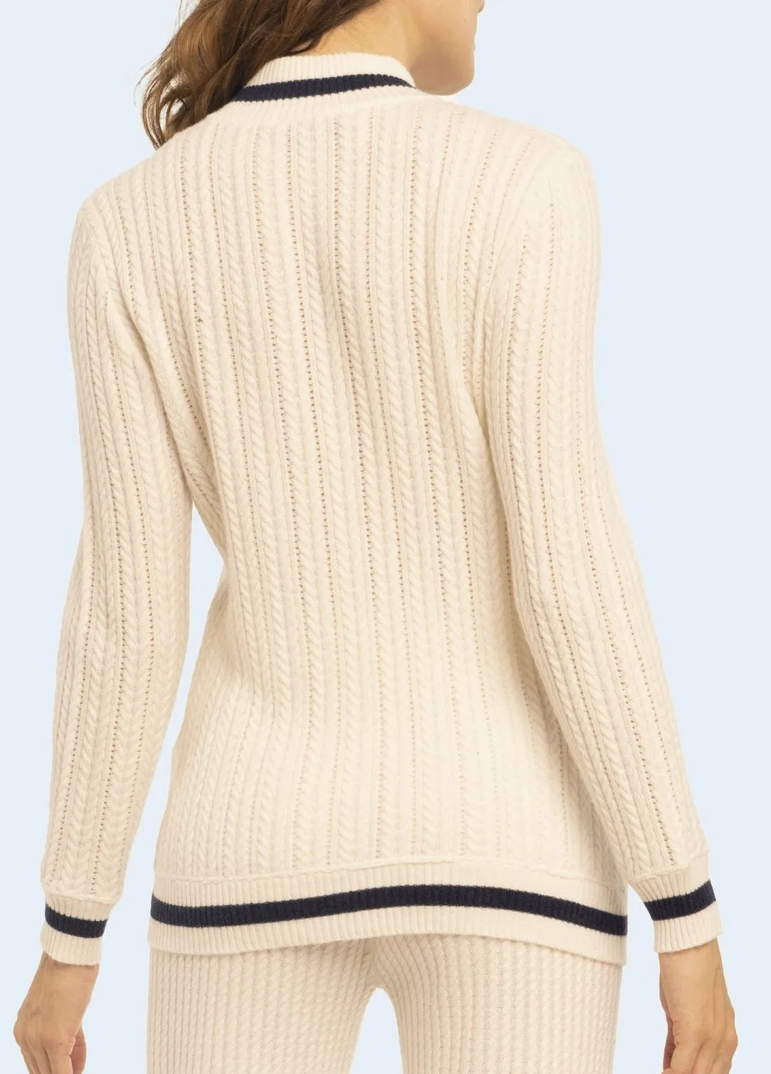 RICHARD GRAND~ Cable cashmere zip up cardigan