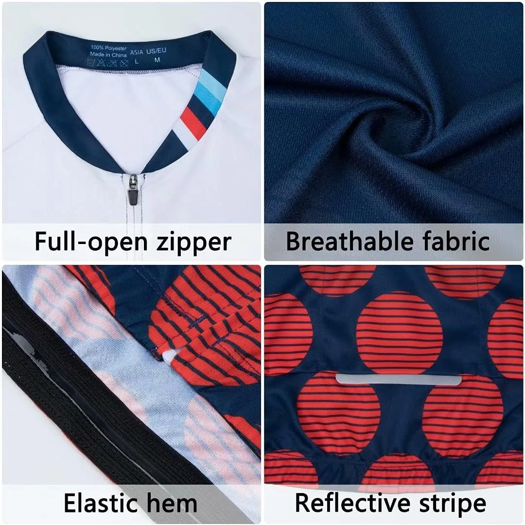 ROTTO Mens Cycling Jersey and Shorts Set Short Sleeve Biking Outfit Bike Clothing and Padded Shorts Suit
