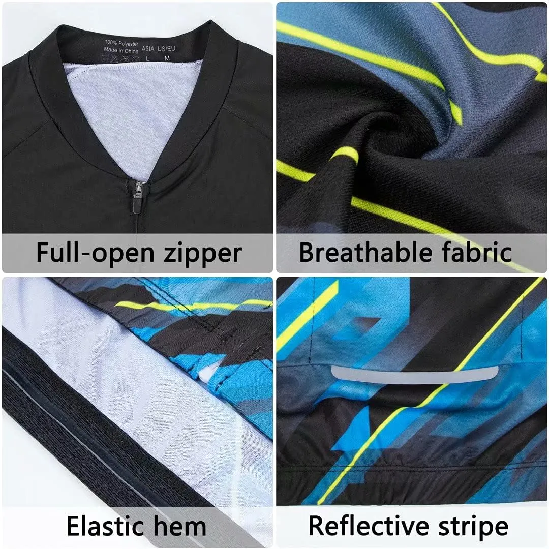 ROTTO Mens Cycling Jersey and Shorts Set Short Sleeve Biking Outfit Bike Clothing and Padded Shorts Suit
