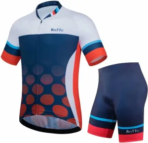 ROTTO Mens Cycling Jersey and Shorts Set Short Sleeve Biking Outfit Bike Clothing and Padded Shorts Suit