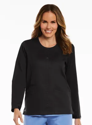 Round Neck Snap Jacket by Maevn XS-3XL / BLACK