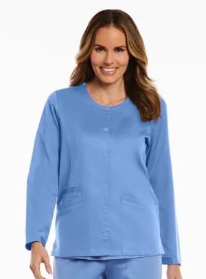 Round Neck Snap Jacket by Maevn XS-3XL / CEIL BLUE