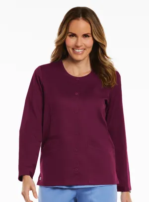 Round Neck Snap Jacket by Maevn XS-3XL / WINE