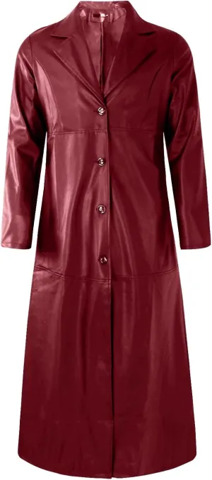 RTRDE Men's Leather Coats Black Faux Jackets Long Motorcycle Overcoat Trench Jacket, M-5XL