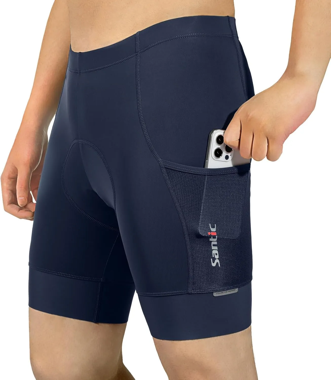 Santic Men's Bike Shorts 4D Padded UPF 50  Cycling Road Biking Mountain Bicycle Cycle Shorts with Pockets