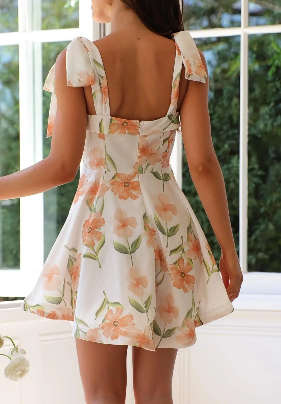 Sastianaen Women Y2k Floral Print Mini Dress Boho Tie Shoulder Spaghetti Strap Short Dress Flowy A Line Dress