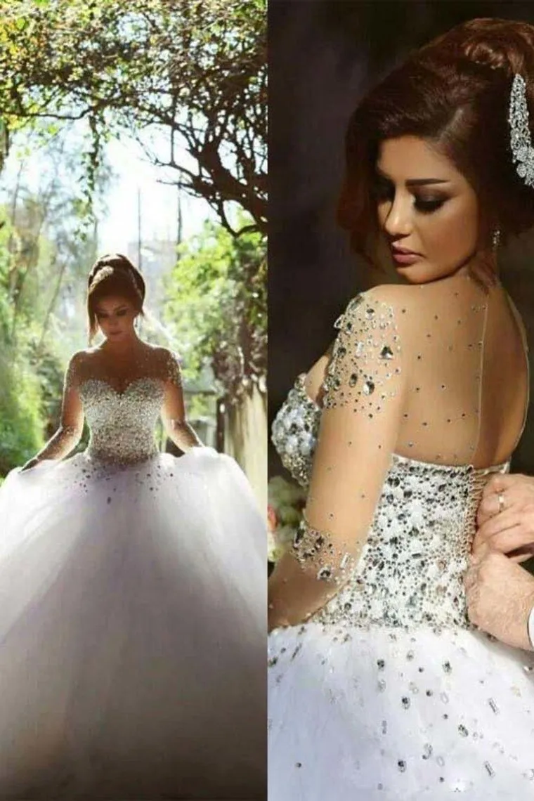 Scoop Wedding Dresses A Line With Beading Floor-Length Tulle