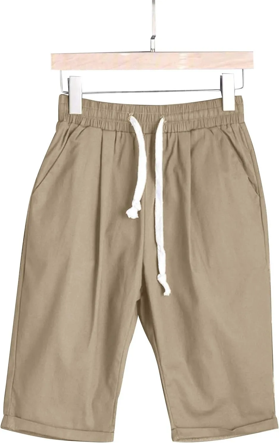 sdbrld Bermuda Shorts for Women Knee Length Casual Summer Drawstring Pull on Beach Shorts Womens Bermuda Shorts with Pockets