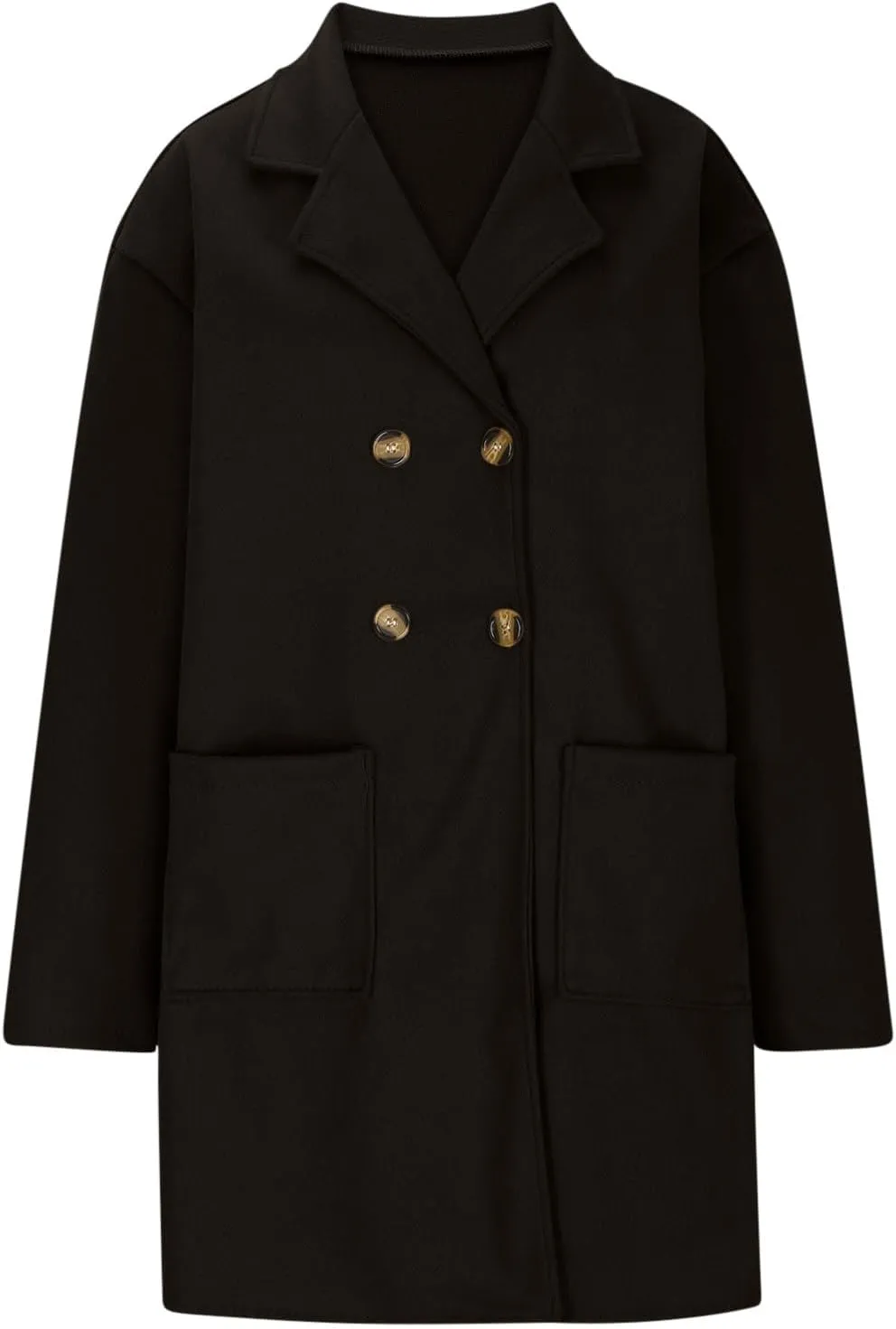 SEAOPEN Pea Coats for Women Thick Wool Trench Coat Long Double Breasted Peacoats Lapel Open Front Jacket with Pockets