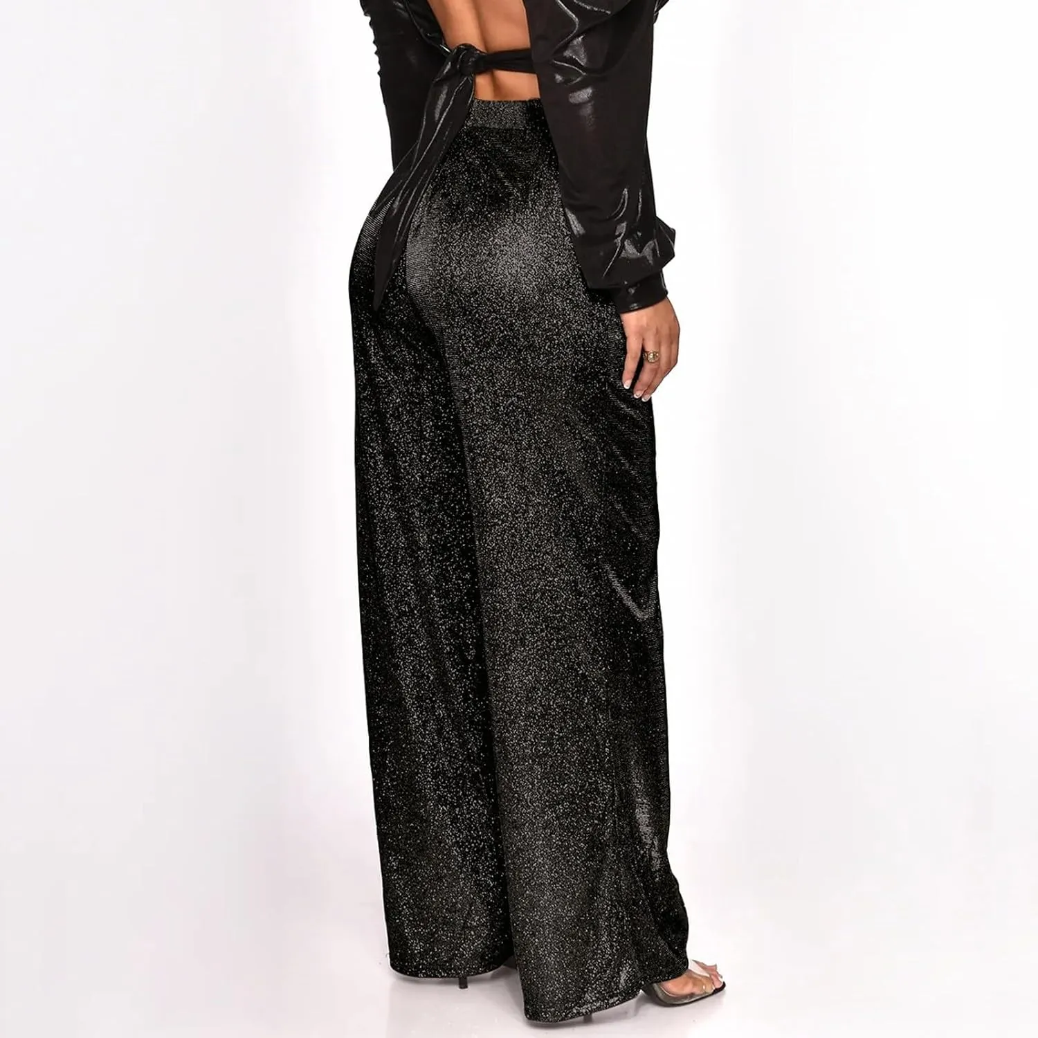 Sequin Women's Sparkle Casual Wide Leg Straight Clubwear Trendy Hot Pants