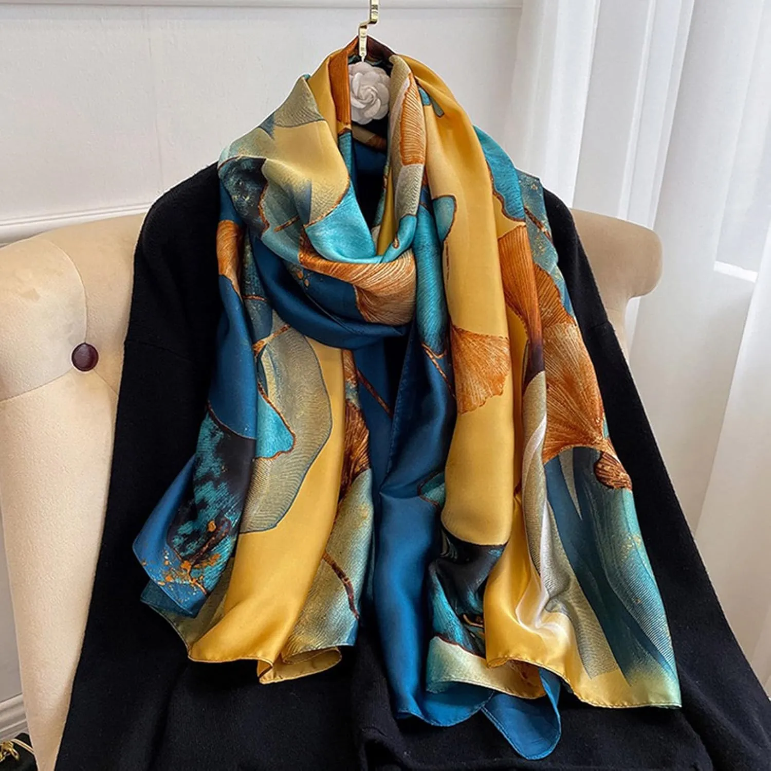 Silk Scarf Mulberry Silk Fashion Scarves Long Lightweight Shawl Wrap 