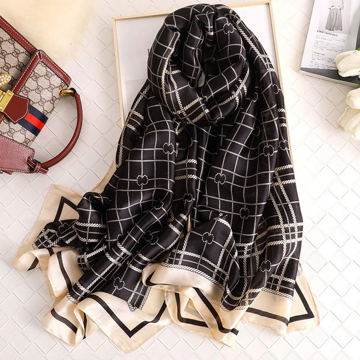 Silk Scarf Mulberry Silk Fashion Scarves Long Lightweight Shawl Wrap 