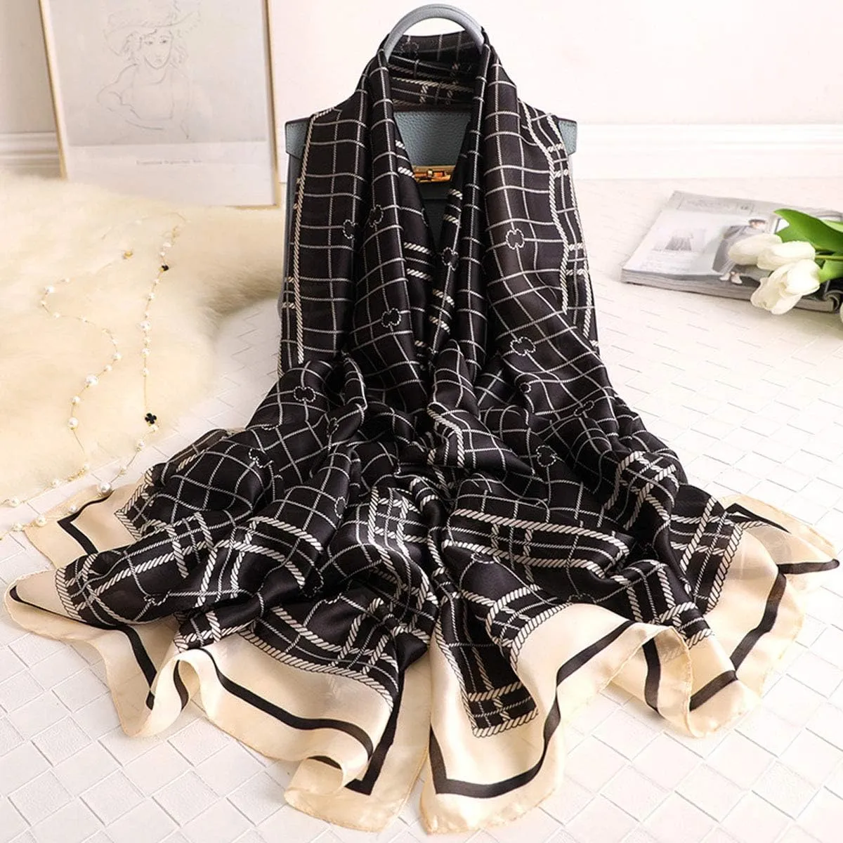 Silk Scarf Mulberry Silk Fashion Scarves Long Lightweight Shawl Wrap 