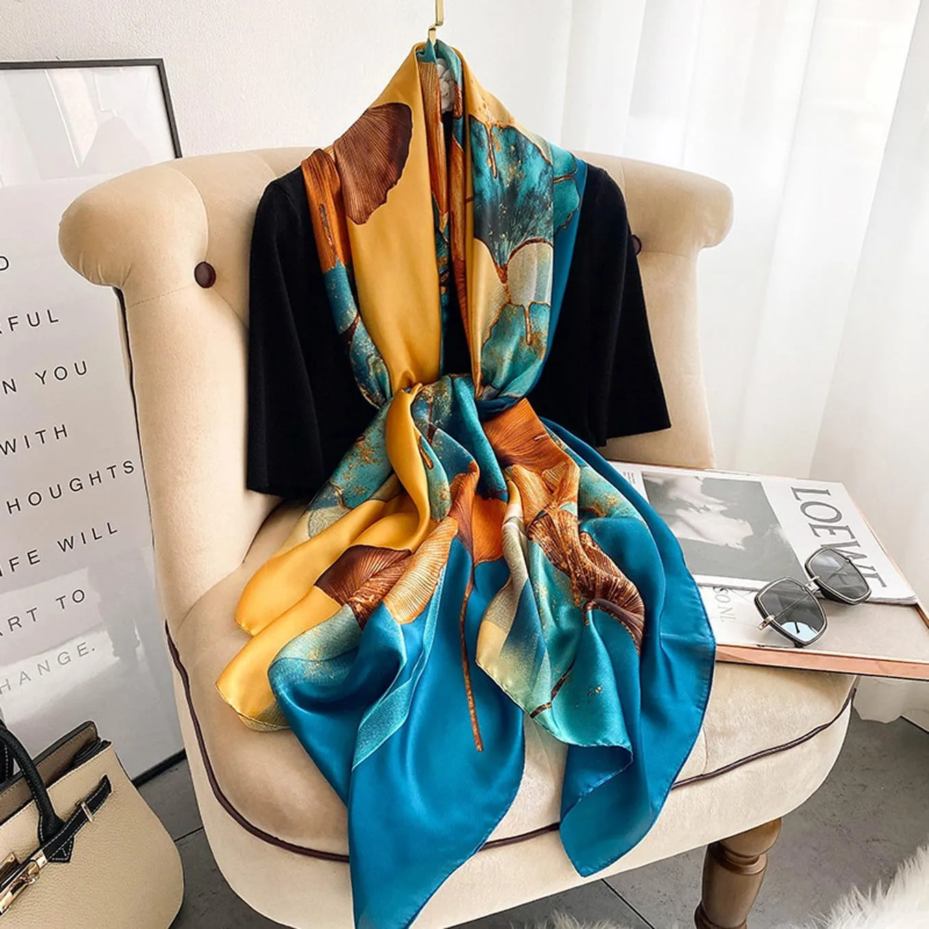 Silk Scarf Mulberry Silk Fashion Scarves Long Lightweight Shawl Wrap 