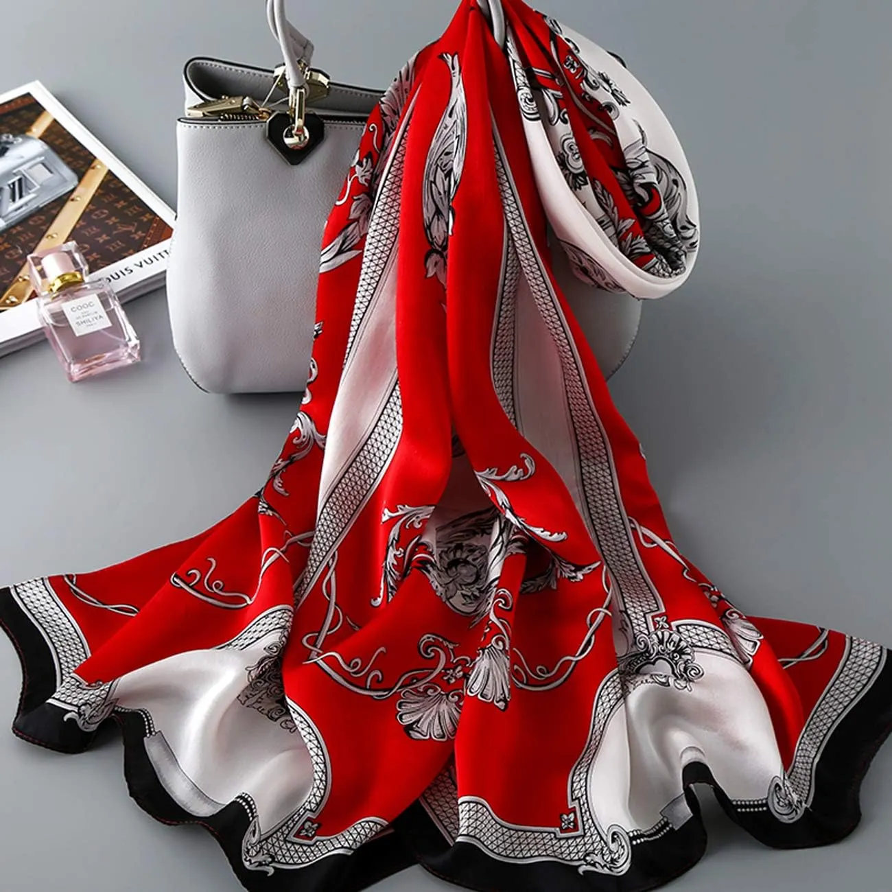 Silk Scarf Mulberry Silk Fashion Scarves Long Lightweight Shawl Wrap 
