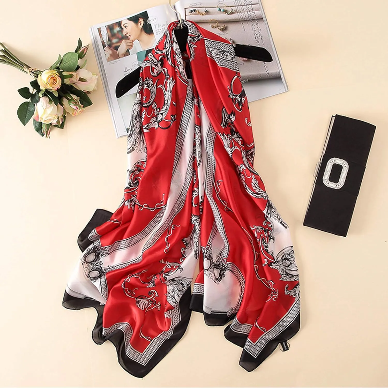 Silk Scarf Mulberry Silk Fashion Scarves Long Lightweight Shawl Wrap 
