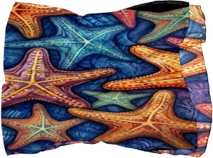 Silk Scarves Beach Sea Starfish Prints Long Chiffon Scarf Wrap Shawl for Women