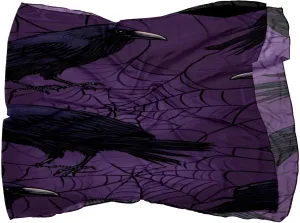 Silk Scarves Raven on Web Purple Prints Long Chiffon Scarf Wrap Shawl for Women