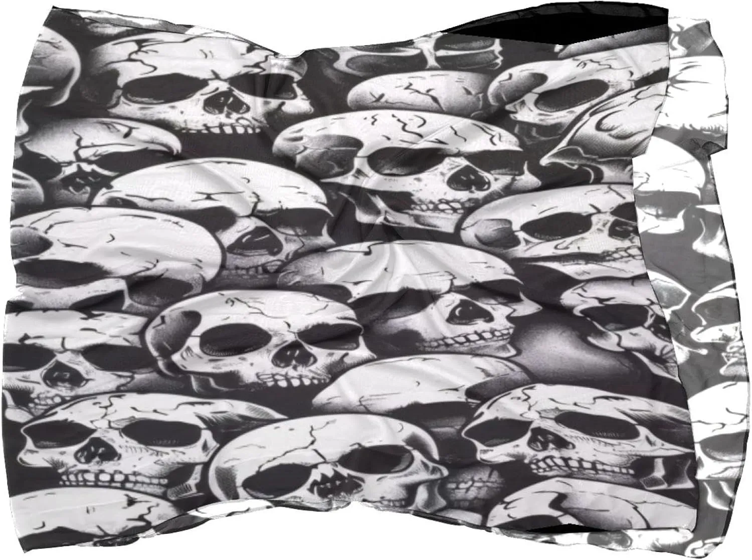 Silk Scarves Skulls Pattern Prints Long Chiffon Scarf Wrap Shawl for Women
