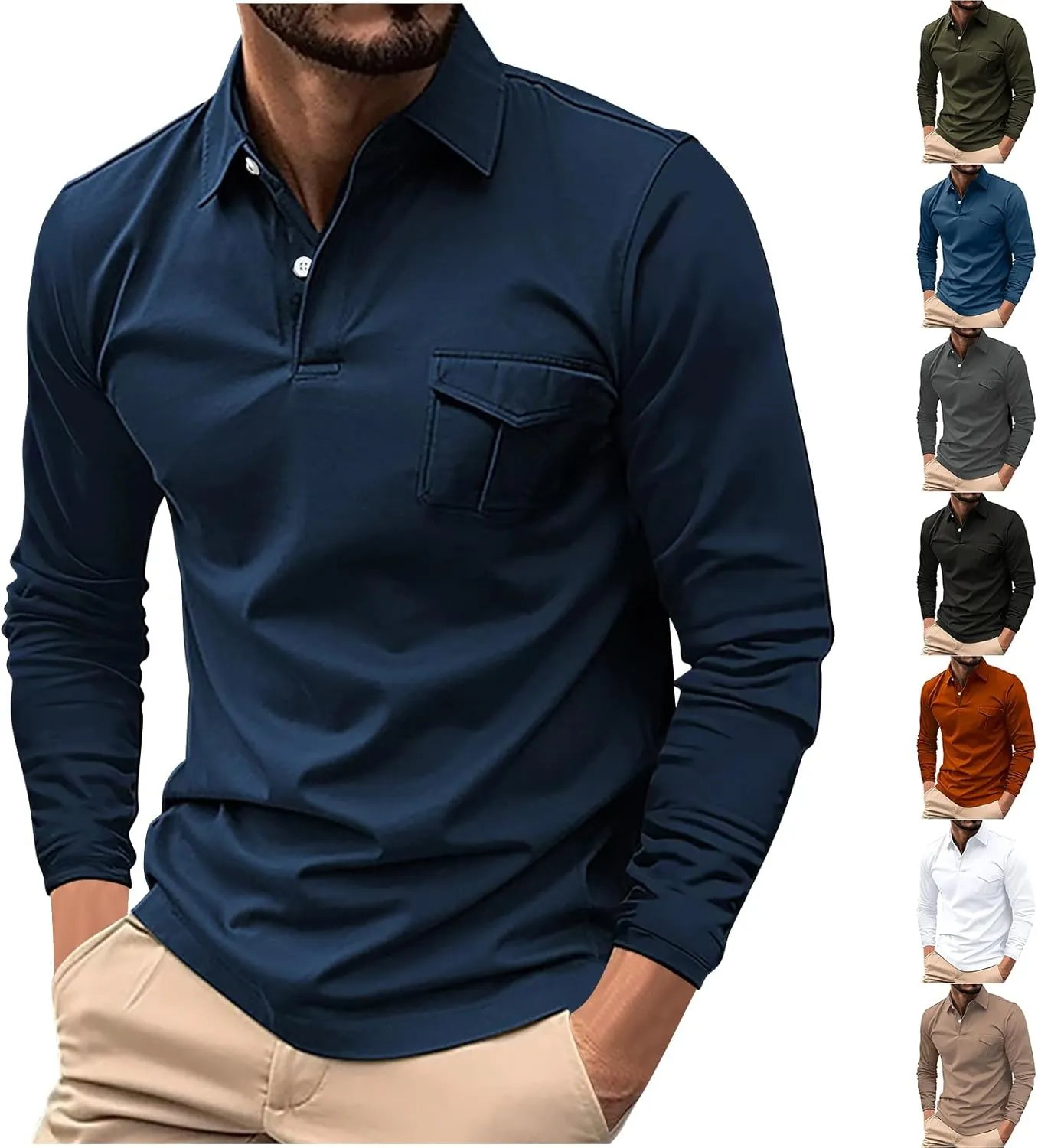 Slim Fit Polo Shirts for Men Muscle Basic Quick Dry Golf Polo Shirts Stretch Button Down Performance Shirts
