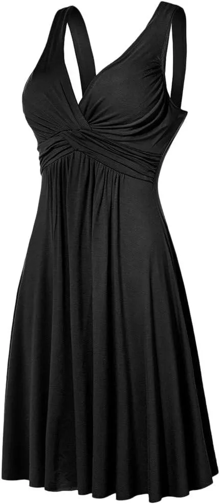 Slim Retro Sling V-Neck Flare Dresse Pleated Women's Size Plus Skirt Women's Dress and Evening Dresses for Women