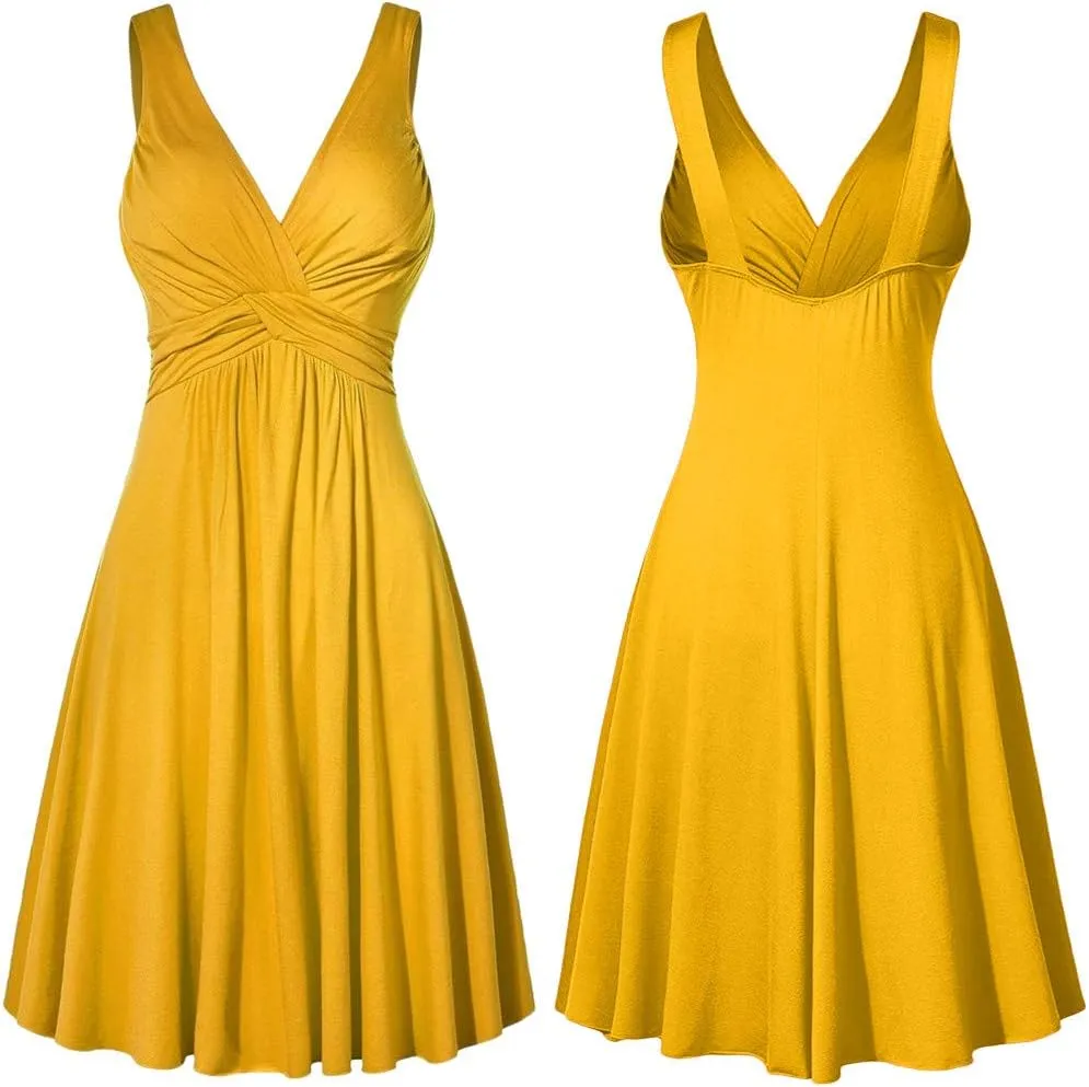 Slim Retro Sling V-Neck Flare Dresse Pleated Women's Size Plus Skirt Women's Dress and Evening Dresses for Women