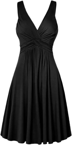 Slim Retro Sling V-Neck Flare Dresse Pleated Women's Size Plus Skirt Women's Dress and Evening Dresses for Women