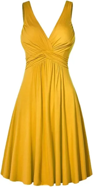 Slim Retro Sling V-Neck Flare Dresse Pleated Women's Size Plus Skirt Women's Dress and Evening Dresses for Women