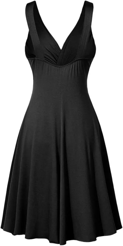 Slim Retro Sling V-Neck Flare Dresse Pleated Women's Size Plus Skirt Women's Dress and Evening Dresses for Women