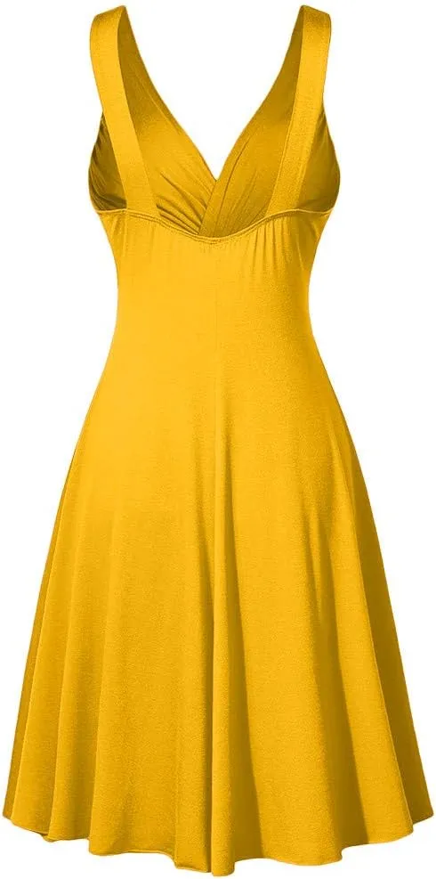 Slim Retro Sling V-Neck Flare Dresse Pleated Women's Size Plus Skirt Women's Dress and Evening Dresses for Women