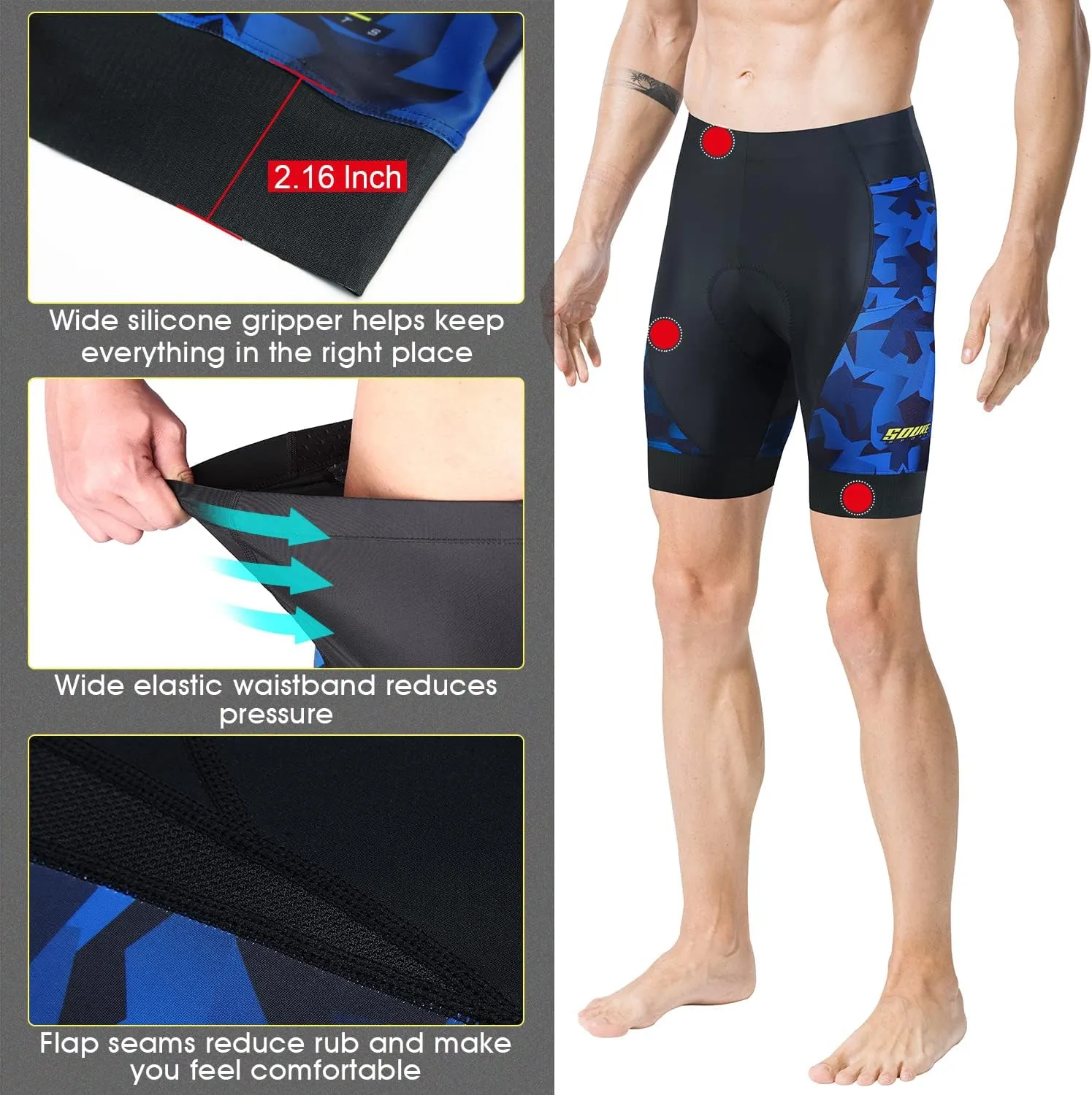 Souke Sports Padded Bike Shorts for Men Cycling Bicycle Shorts Comfortable Road Biking Pants