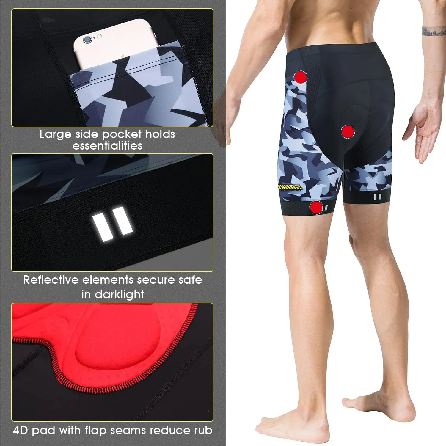 Souke Sports Padded Bike Shorts for Men Cycling Bicycle Shorts Comfortable Road Biking Pants